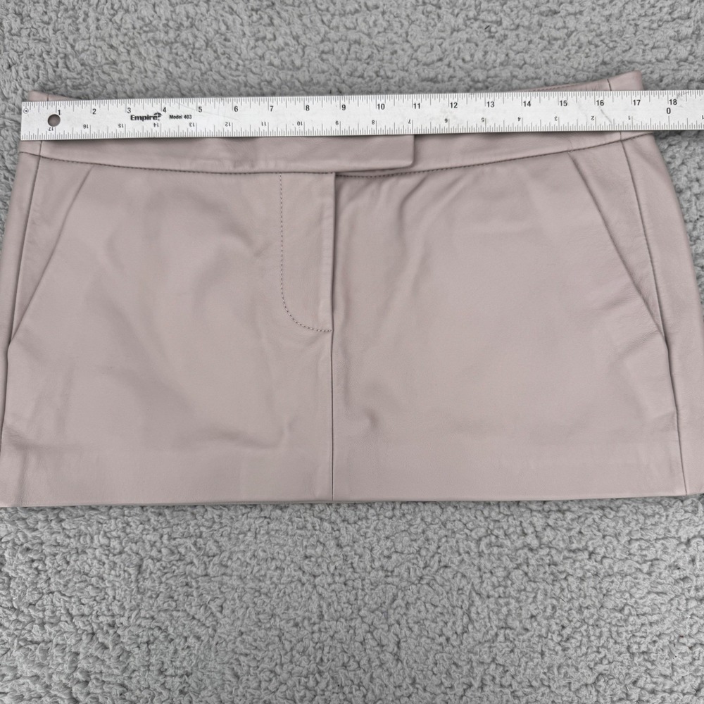 LAMARQUE Inaya Ash Grey Lamb Leather Micro Mini Trouser Skirt NWT Size Medium - Picture 5 of 9
